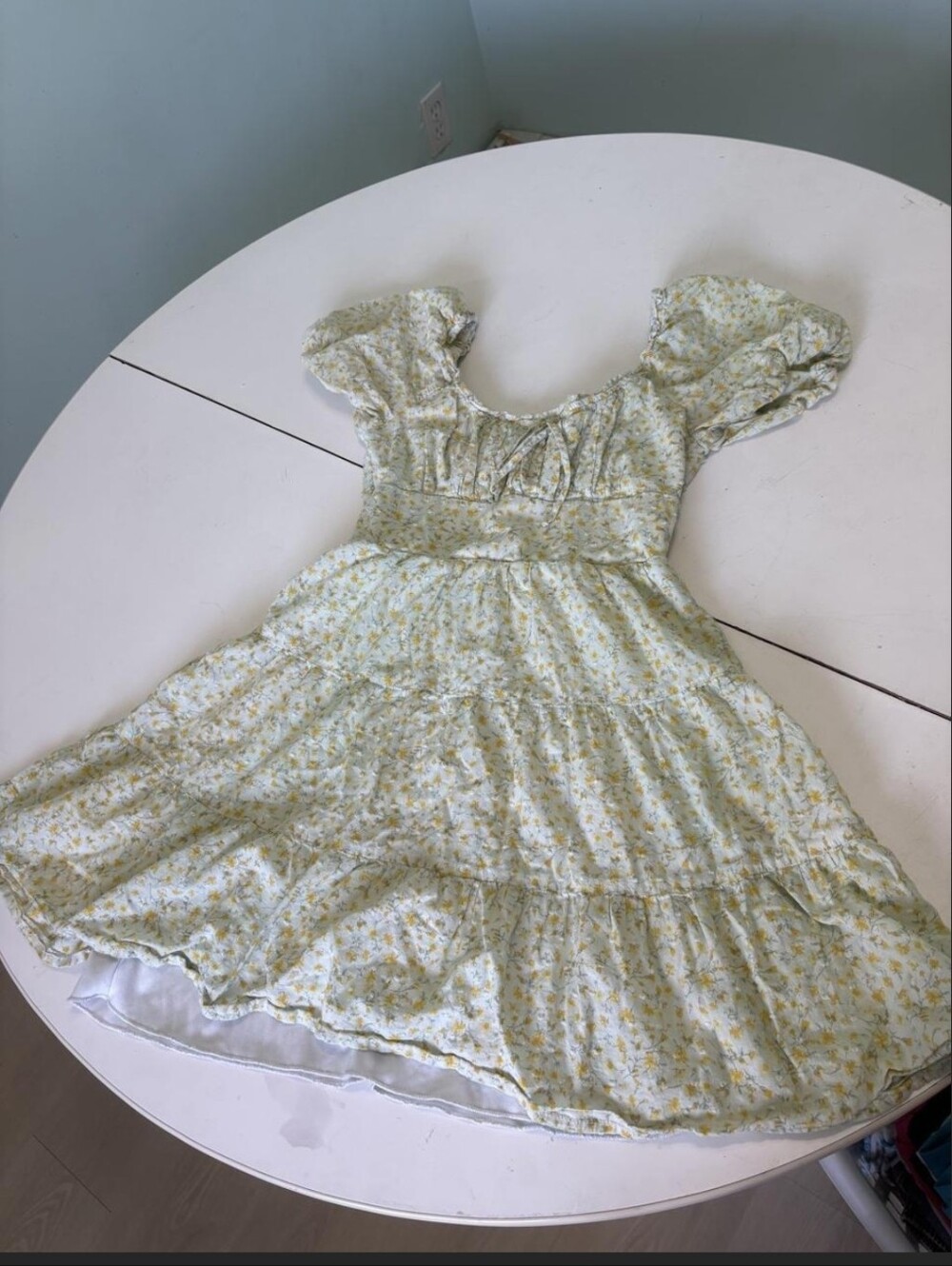 Kingston Grey Dress Size S Light Green Floral Sm Yellow Flowers